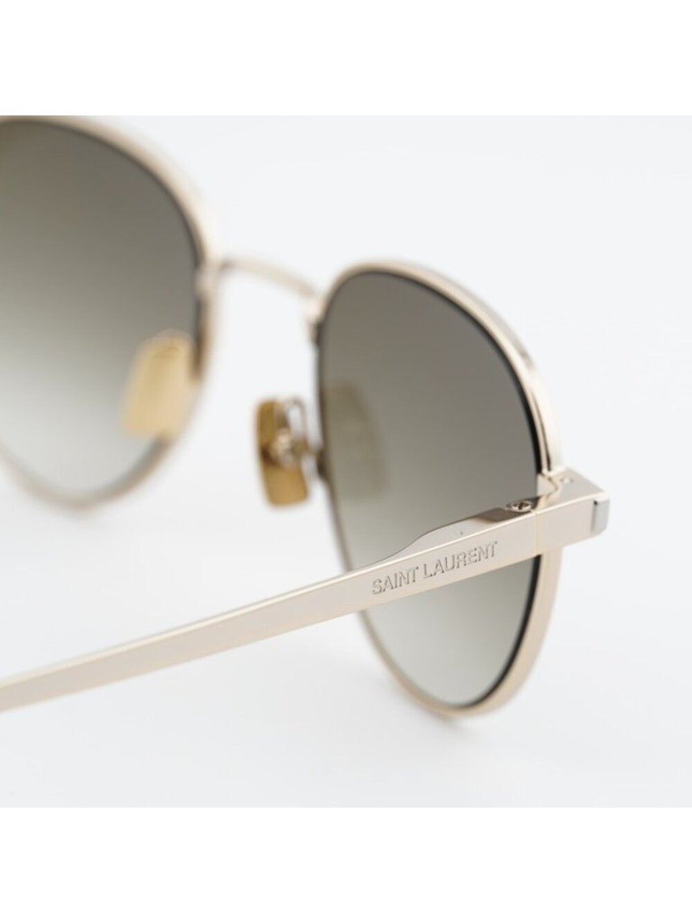 Saint Laurent SL555 003 Sunglasses Gold Round Frame, Brown Lenses - Picture 9 of 10